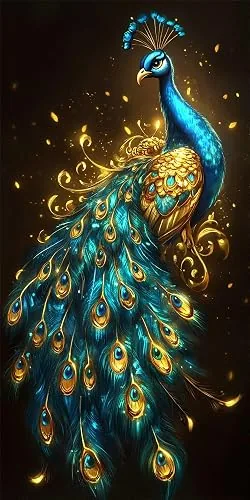 Diamond Painting Erwachsene Pfau, Diamond Painting XXL Tier DIY Eckige Steine Full Drill Anfänger Diamant Mosaikherstellung Bastelset, Kreativ Set für Erwachsene Home Wand Dekor 60x120cm, Model760