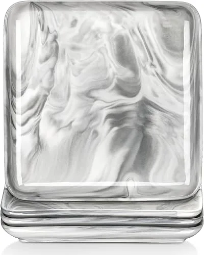 MALACASA, Serie Ivy, 8 teilig Set Marmor Porzellan Speiseteller Flachteller Essteller 25,8 X 25,8 X 3 cm für 4 Personen