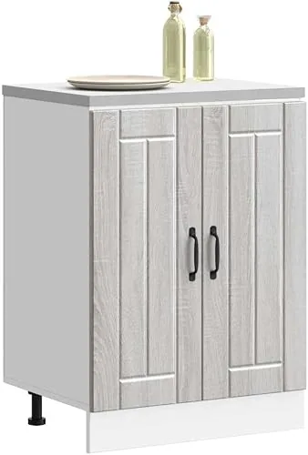 Homvdxl Moderner Waschbeckenunterschrank, moderner Waschtischunterschrank mit 2 Türen, freistehender Badezimmer-Aufbewahrungsschrank, 60 x 46 x 81,5 cm, Weiß